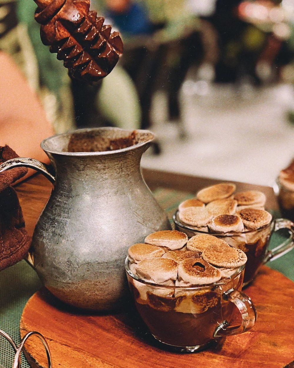 Tsokolate service with the silver pot at the Baguio branch